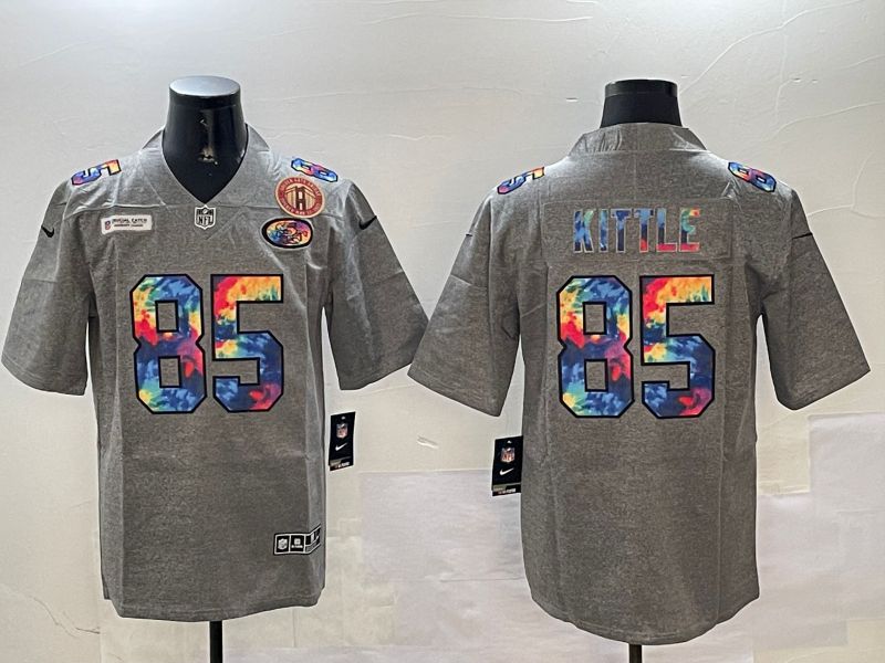 Men San Francisco 49ers #85 Kittle Grey Rainbow 2024 Nike Limited NFL Jersey style 3